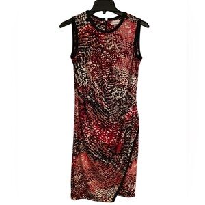 Calvin Klein Pink and Black Animal Print Midi Dress, Size Petite